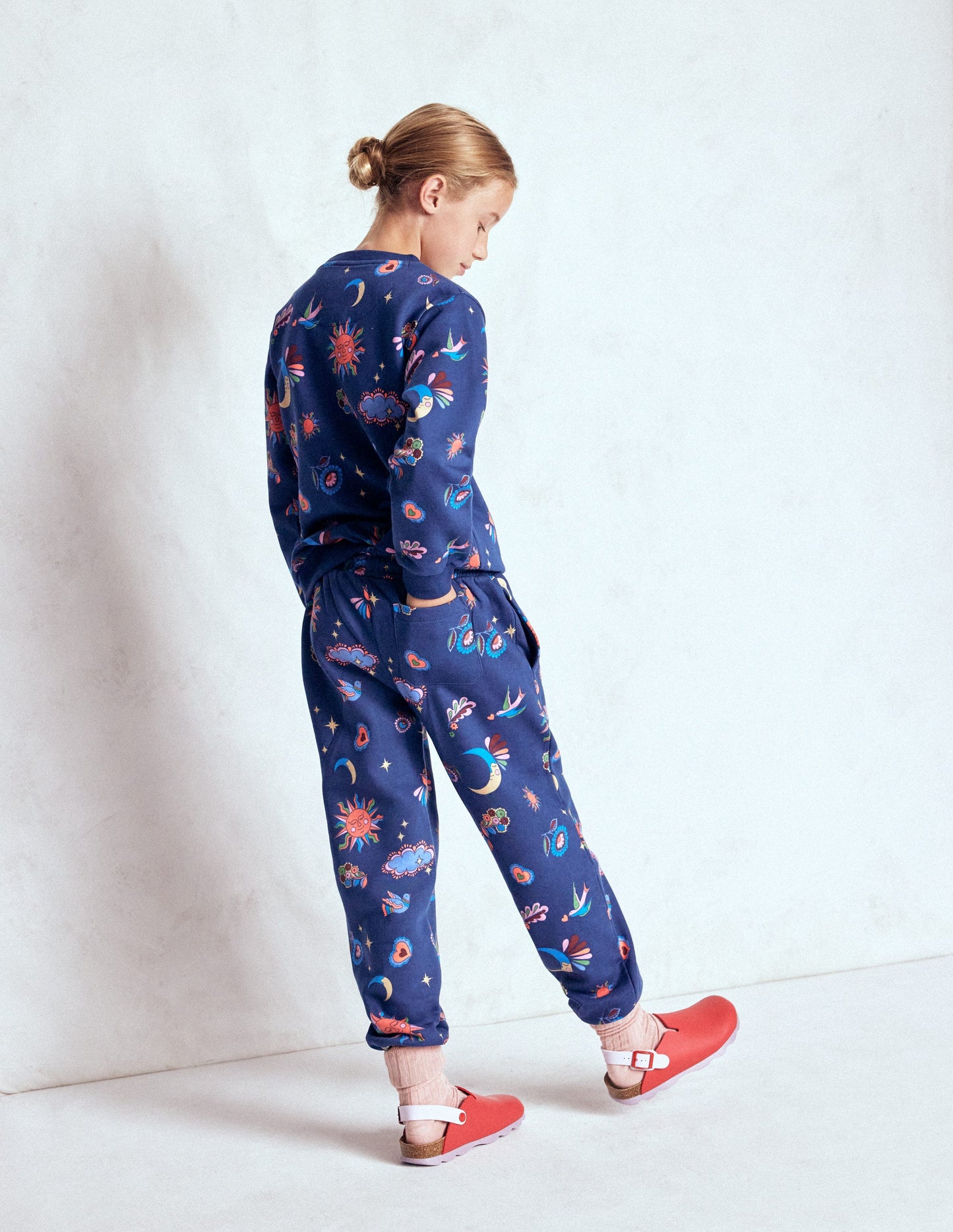 Printed Cosy Sweatpants-College Navy Celestial