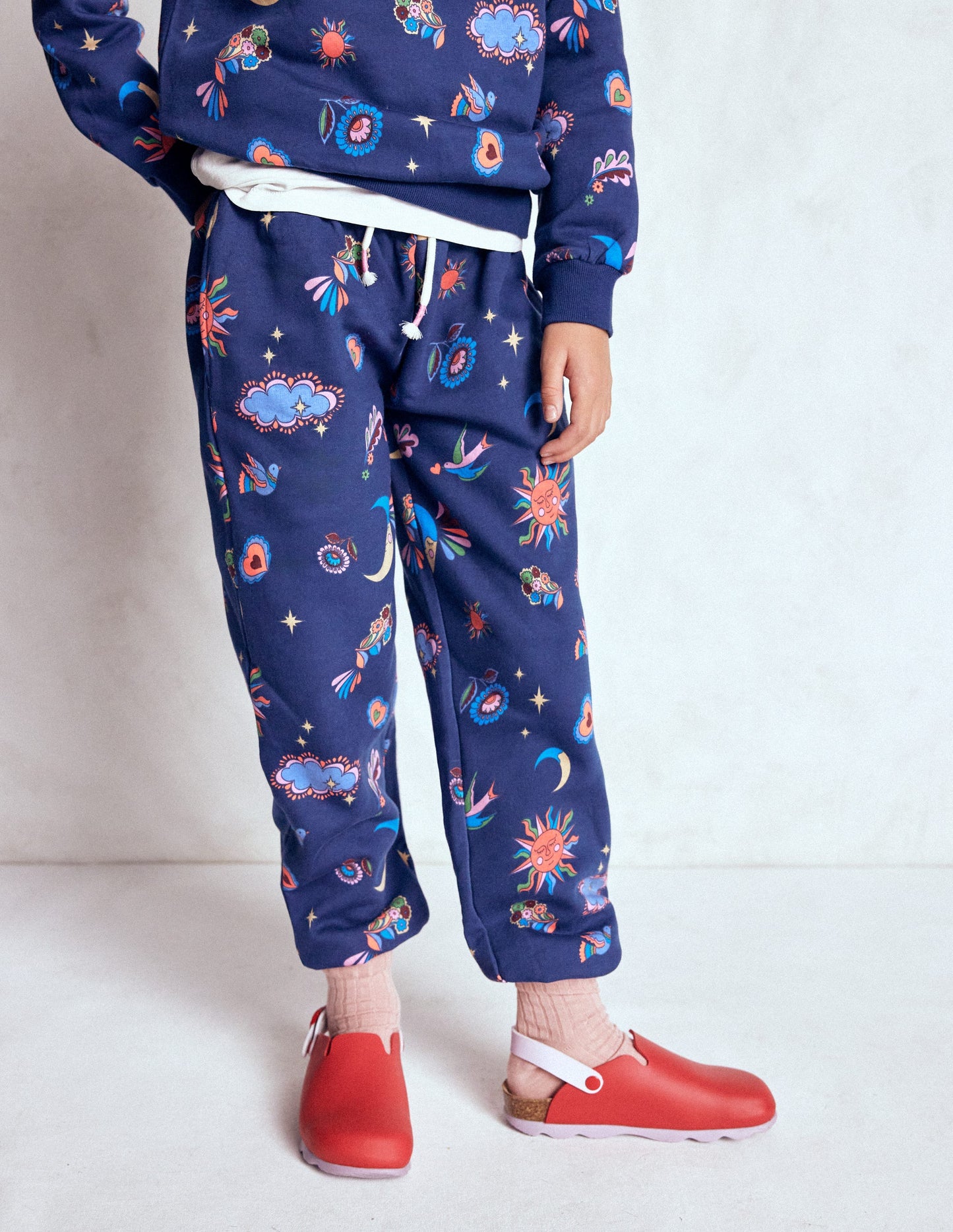 Printed Cosy Sweatpants-College Navy Celestial