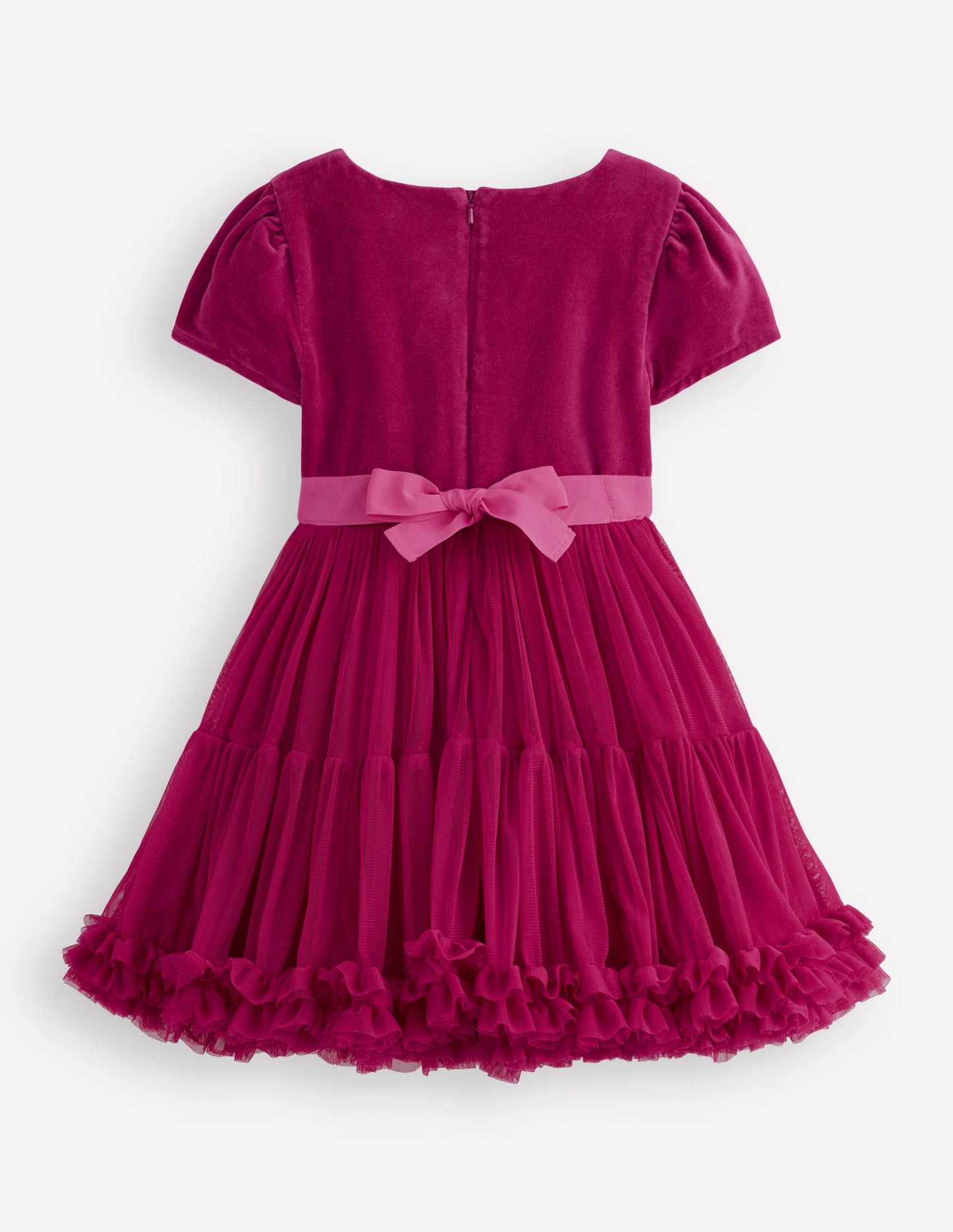 Velour Tulle Occasion Dress-Cherry Jam