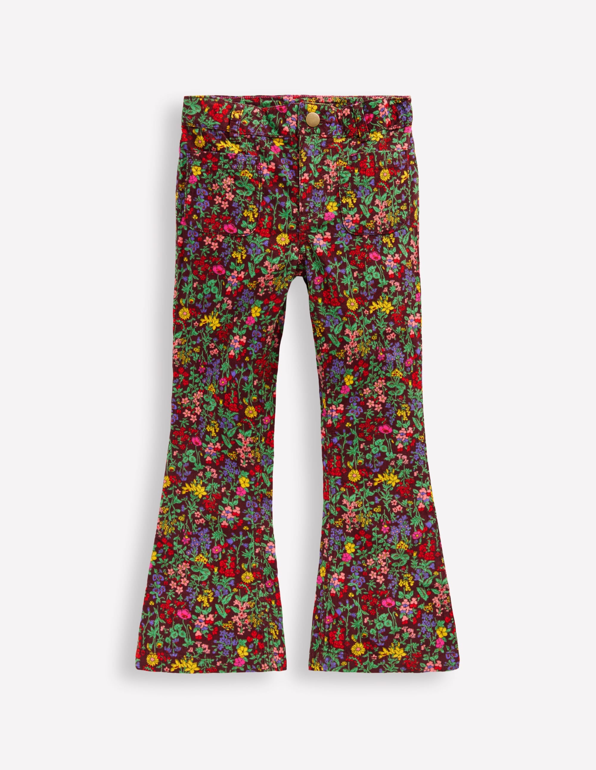 Printed Kick Flare Trousers-Chestnut Flower Meadow | Boden USA