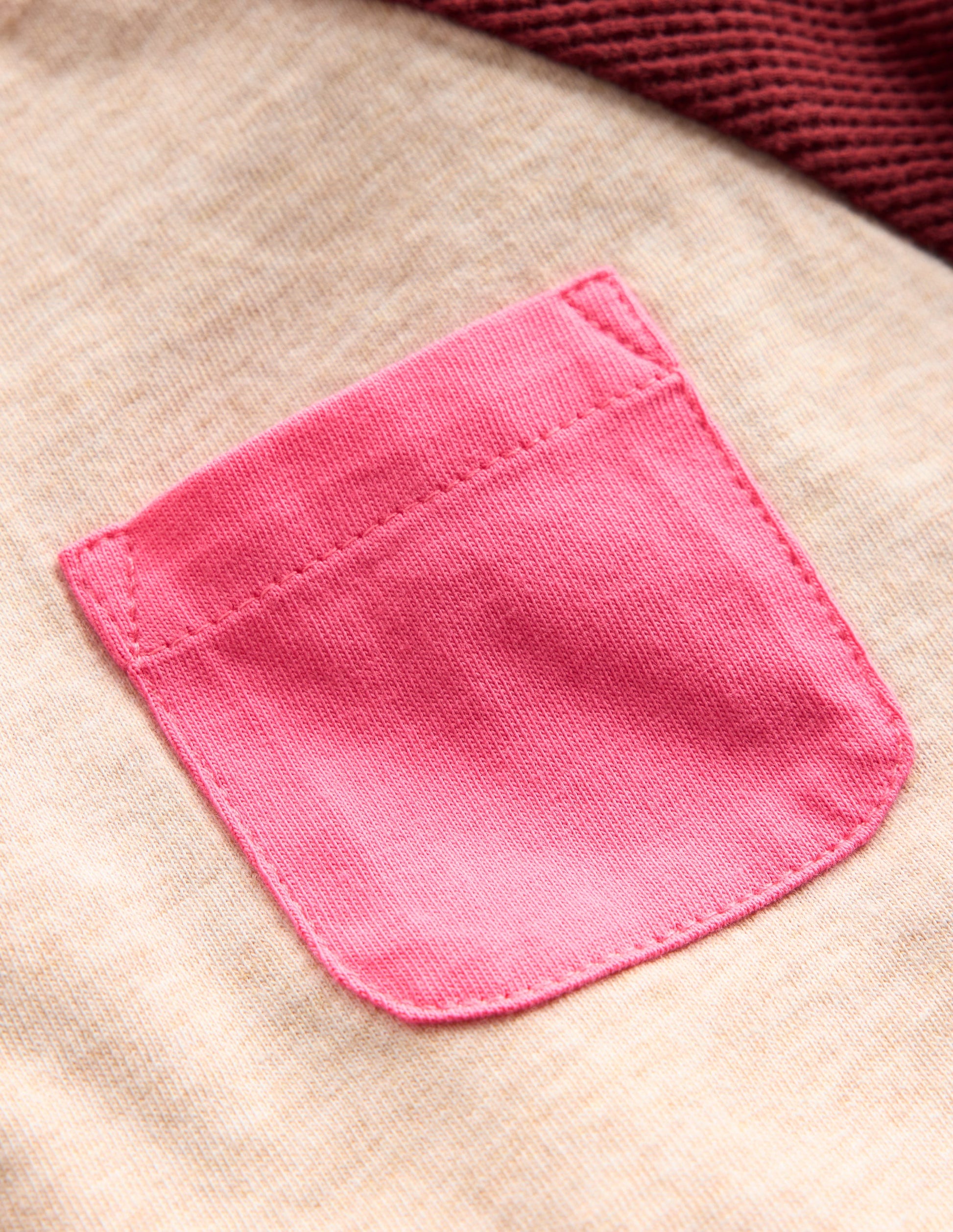 Raglan Waffle Mix Top-Oatmeal Marl/Chestnut-3