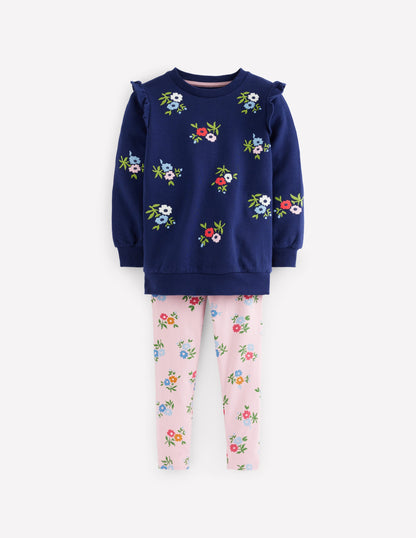 Embroidered Tunic Set-College Navy Embroidery-1