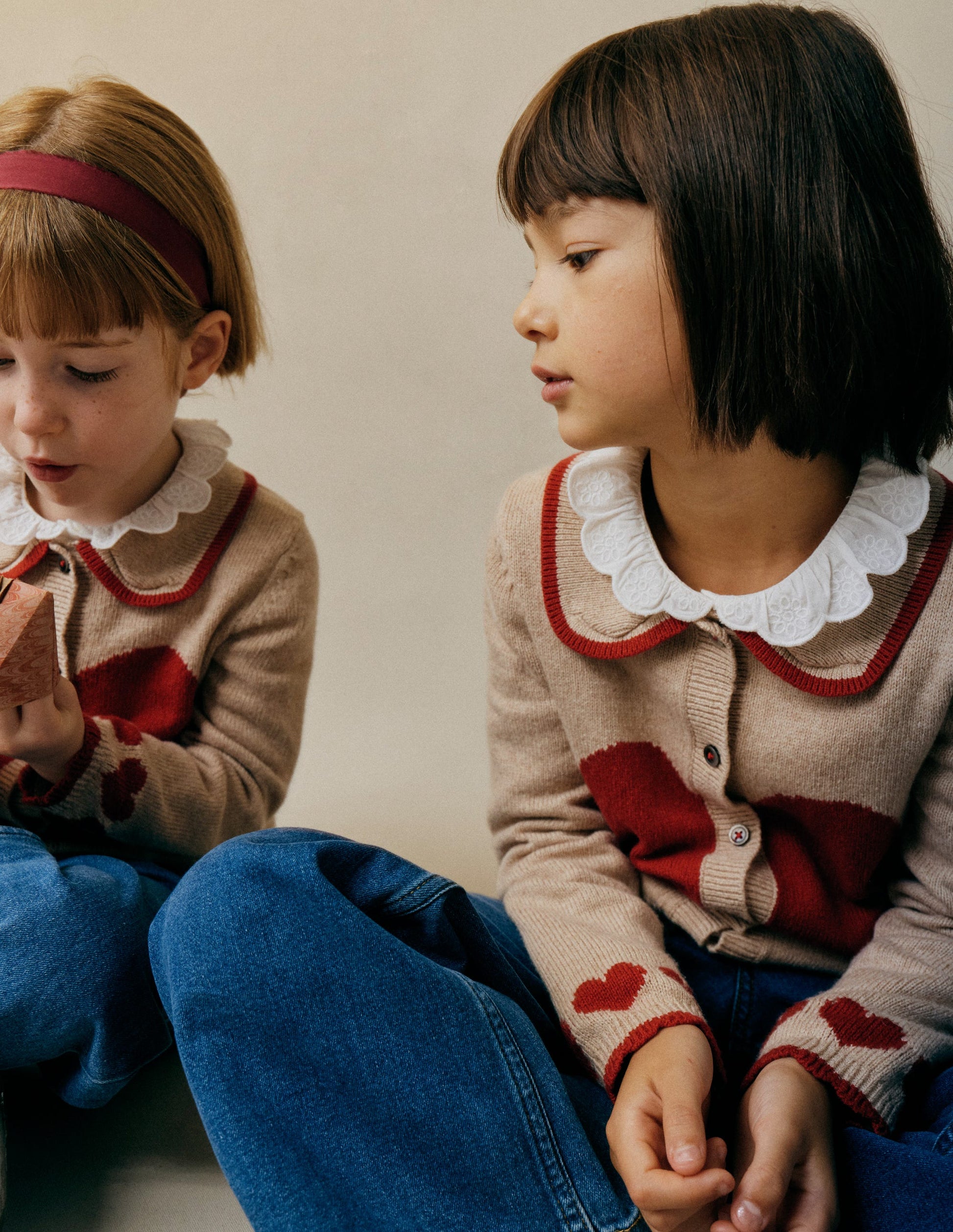 Collared Logo Cardigan-Chinchilla Melange Heart-1