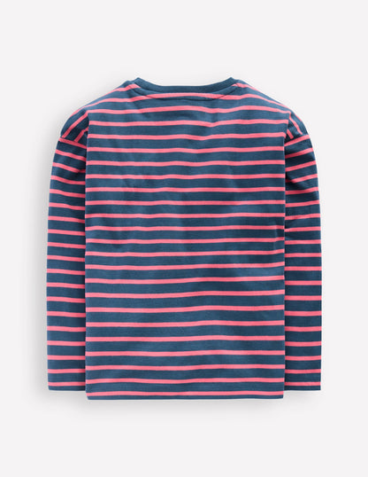 Long Sleeve Relaxed Breton-North Sea Blue/Salmon Pink-2