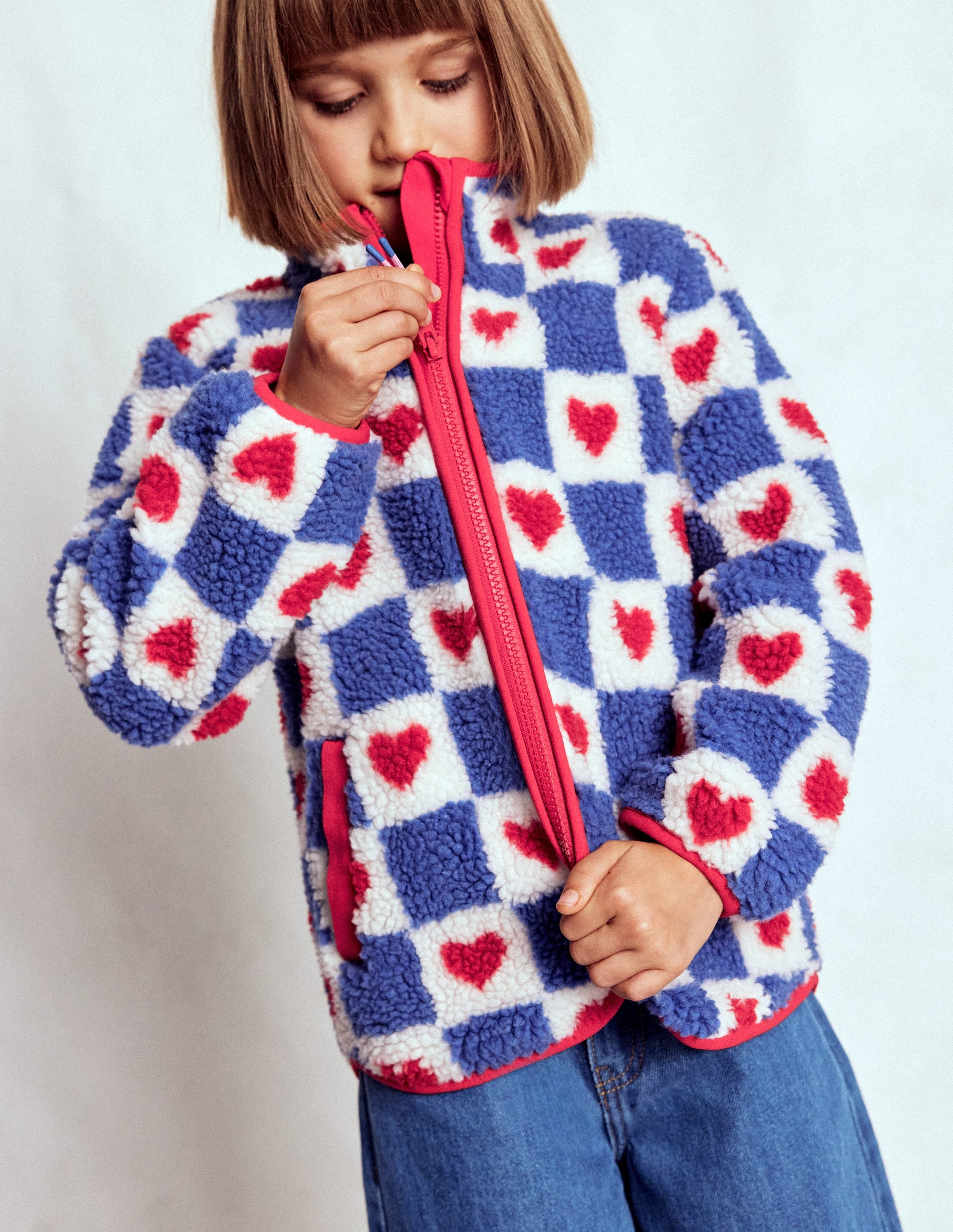 Eden Borg Zip-through Jacket-Blue Heart Stamp | Boden USA