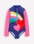 Long-sleeved Swimsuit-Rainbow Heart