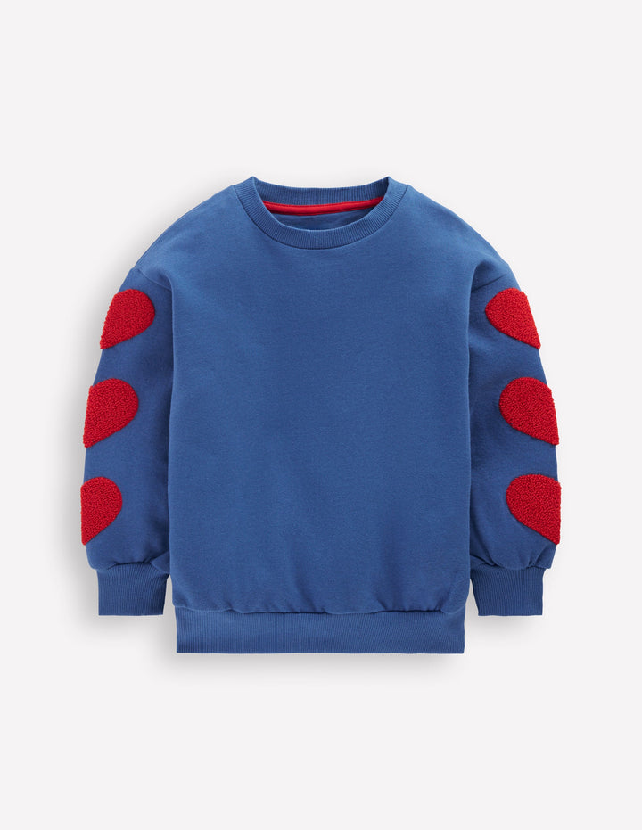 Bobbie Appliqué Sweatshirt-Bluejay Hearts