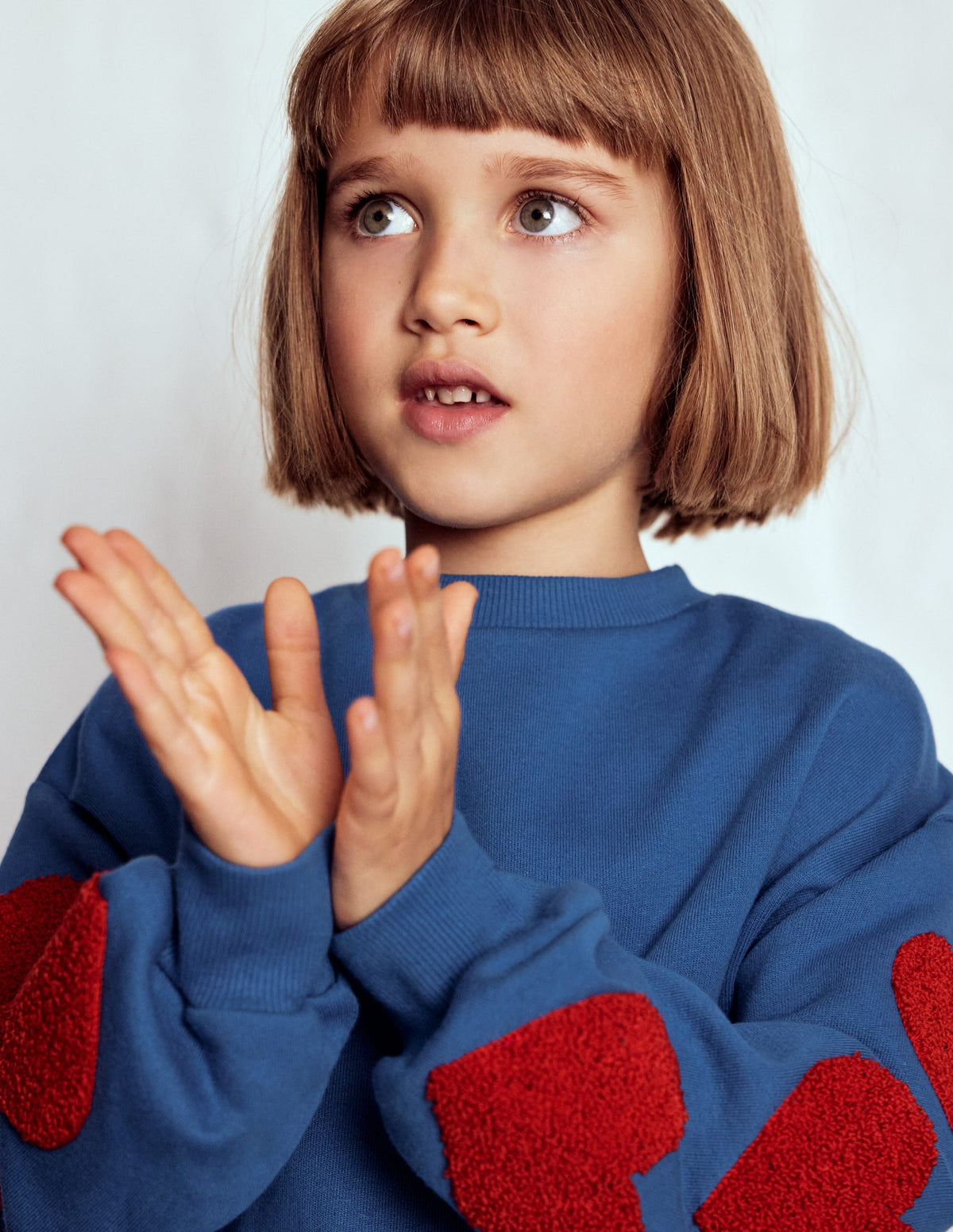 Bobbie Appliqué Sweatshirt-Bluejay Hearts - Image 1