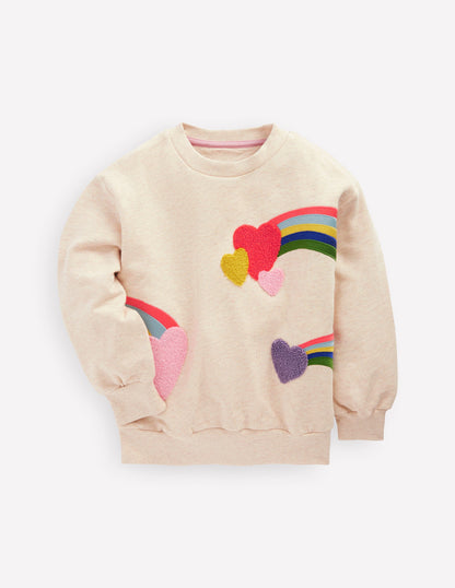 Bobbie Appliqué Sweatshirt-Ivory Rainbows-1