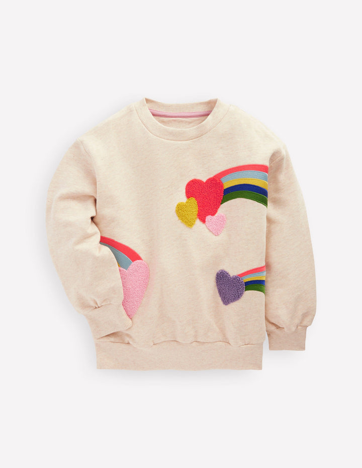 Bobbie Appliqué Sweatshirt-Ivory Rainbows