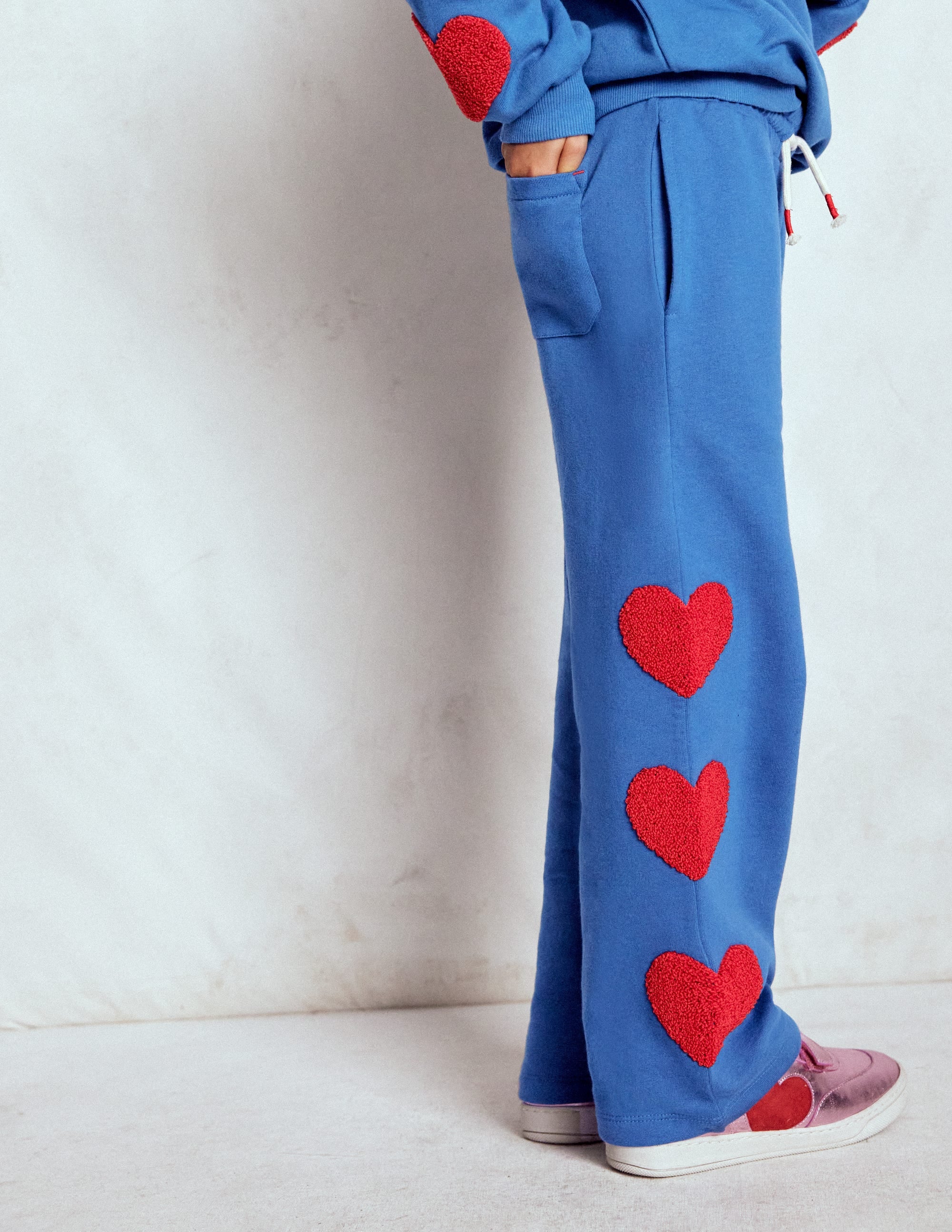 Bobbie Appliqué Sweatpants-Bluejay Hearts - Image 1