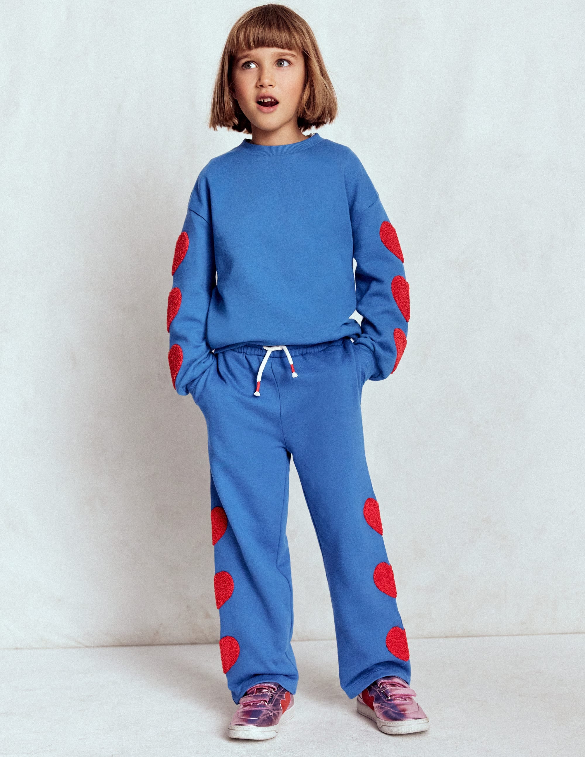 Bobbie Appliqué Sweatpants-Bluejay Hearts - Image 2