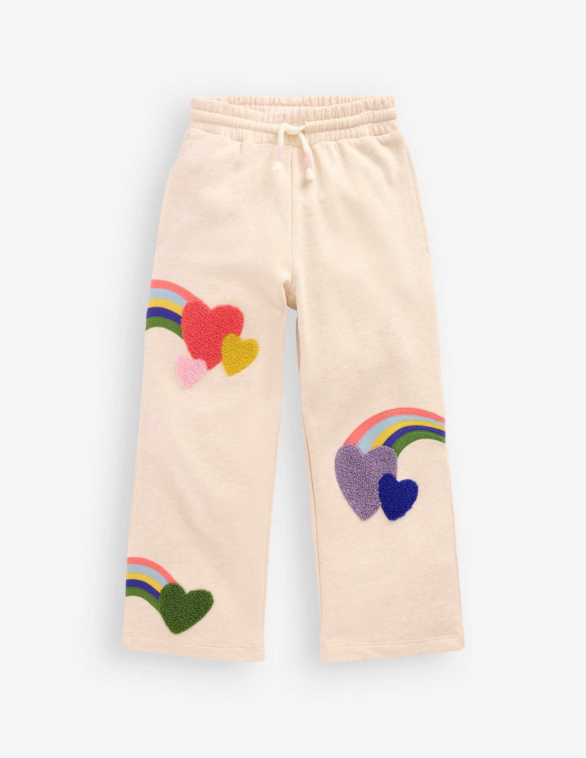Bobbie Appliqué Sweatpants-Ivory Rainbows-1