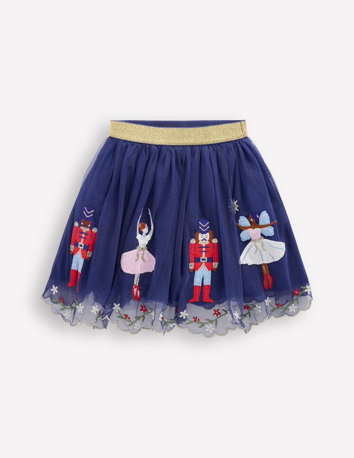 Appliqué Tulle Skirt-Starboard Blue Nutcracker
