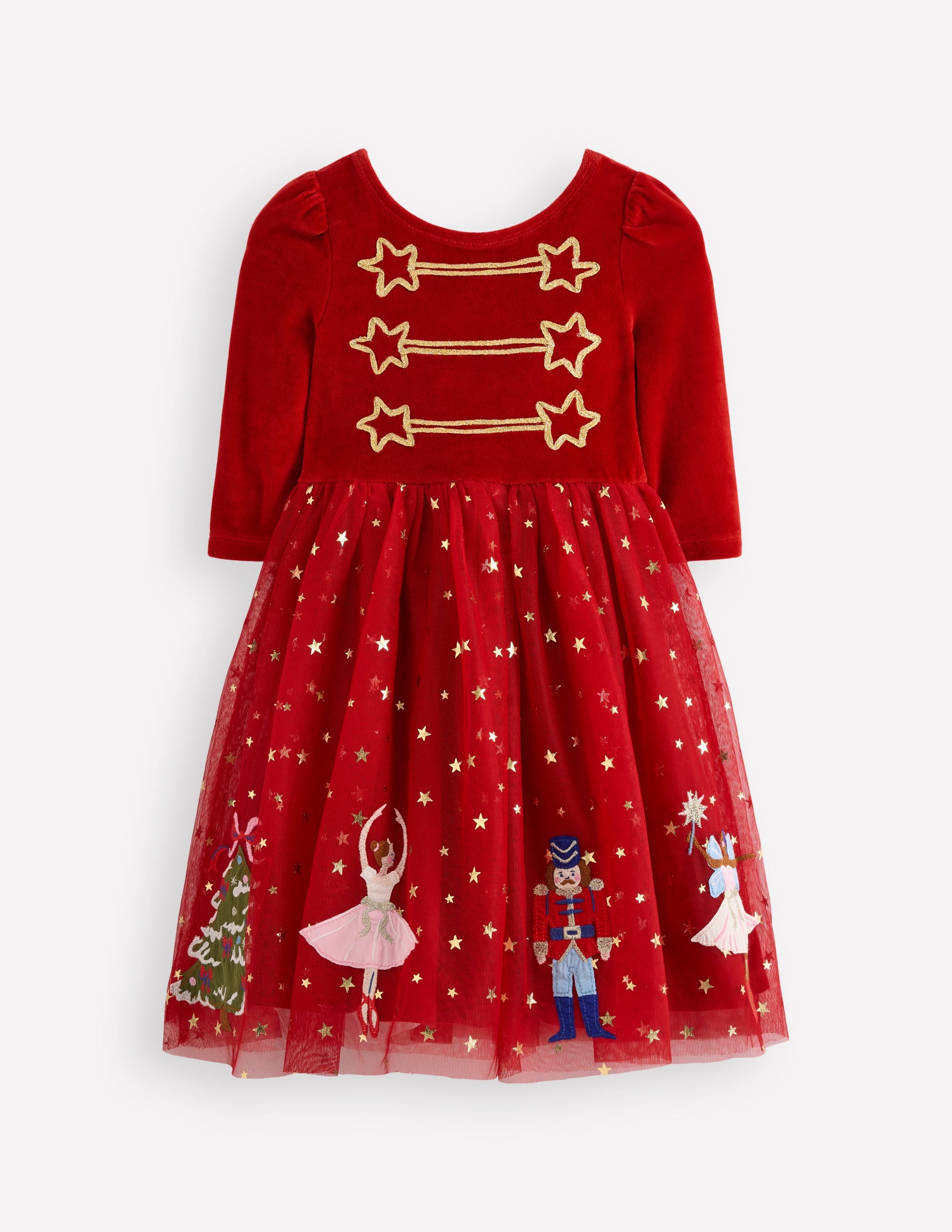 Aurora Appliqué Tulle Dress-Carmine Red Nutcracker - Image 1