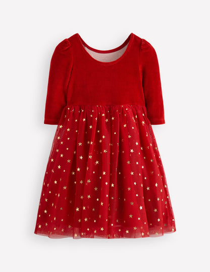 Velour Tulle Appliqué Dress-Carmine Red Nutcracker-2