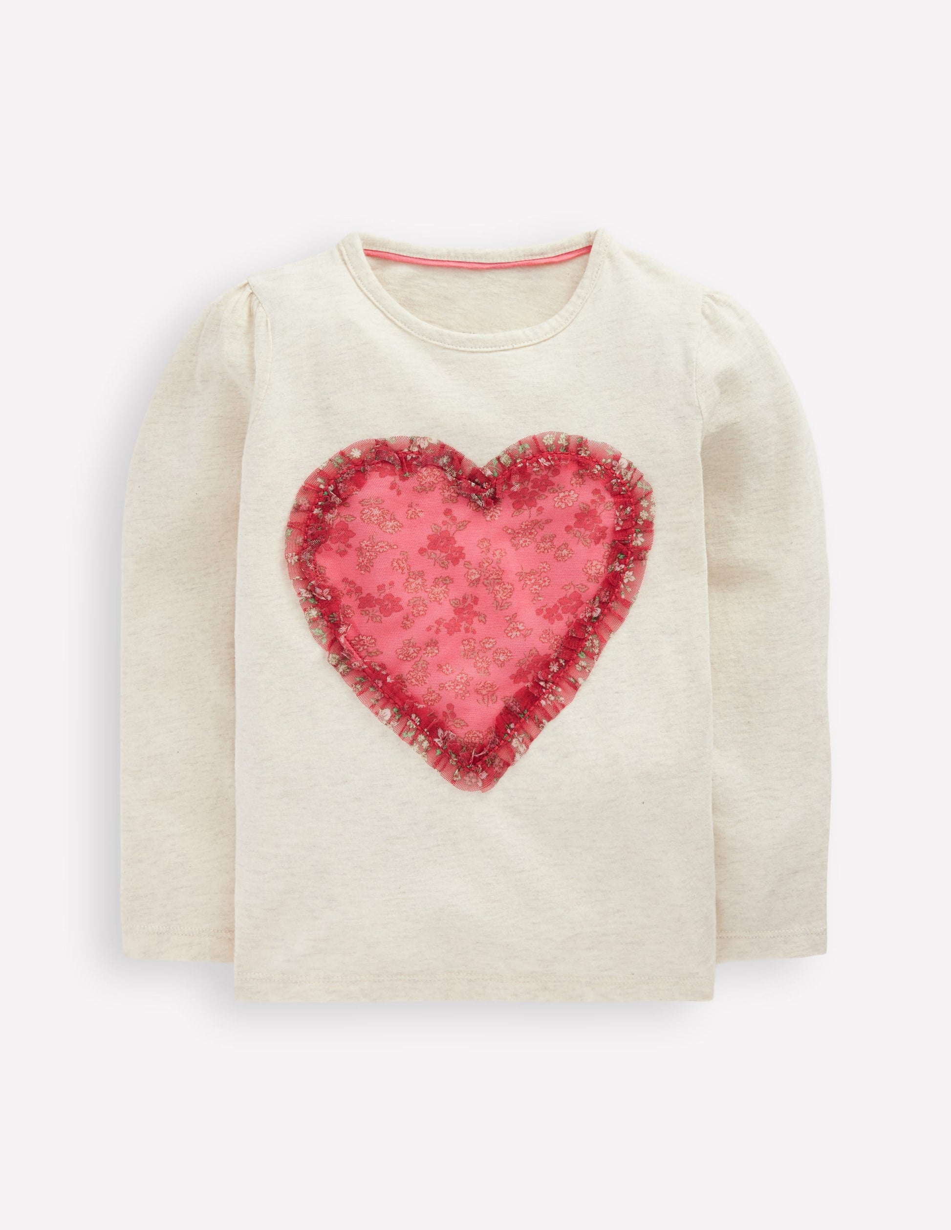 Puff Sleeve Appliqué  T-shirt-Ruffle Heart-3