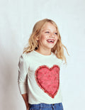 Puff Sleeve Appliqué  T-shirt-Ruffle Heart