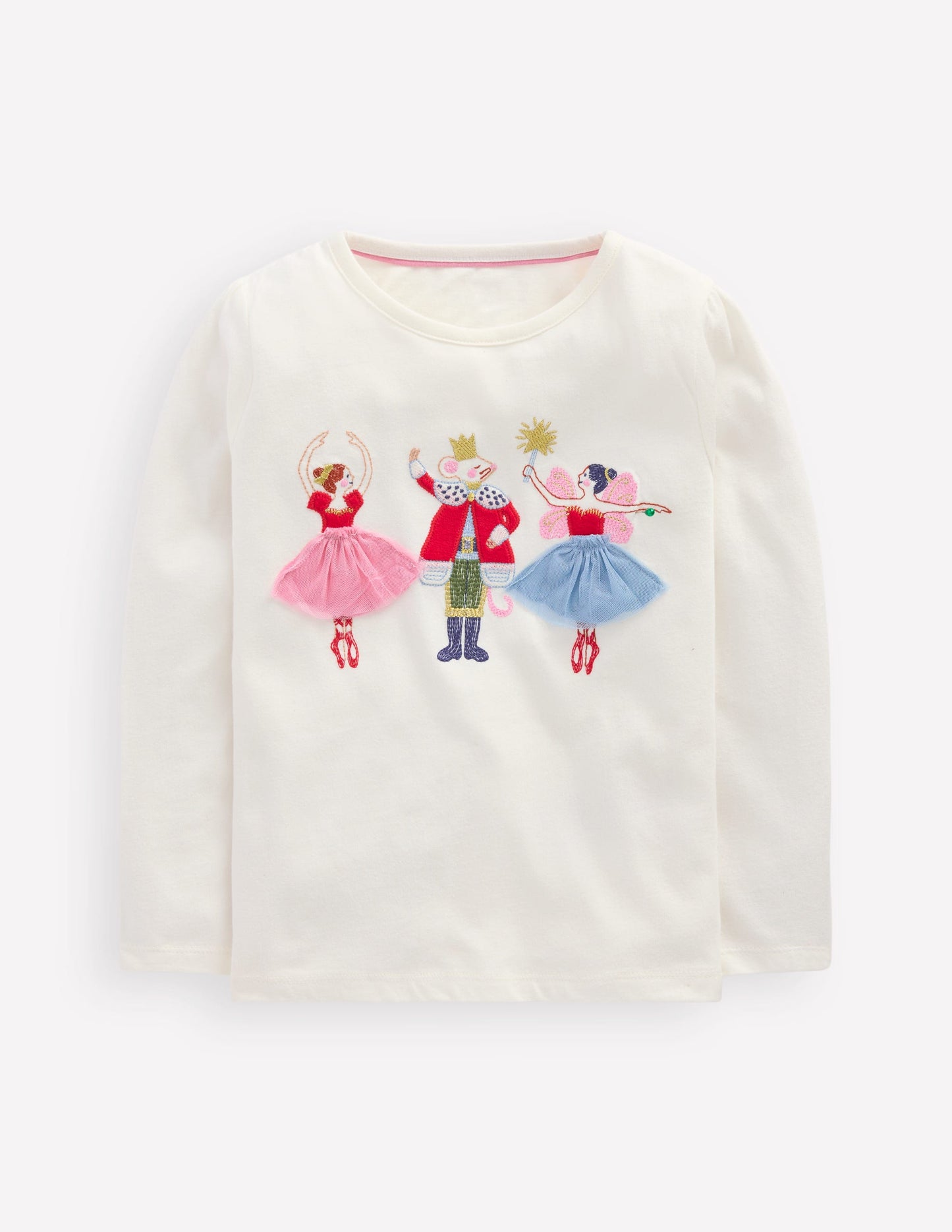Puff Sleeve Appliqué  T-shirt-Soft Ivory Nutcracker