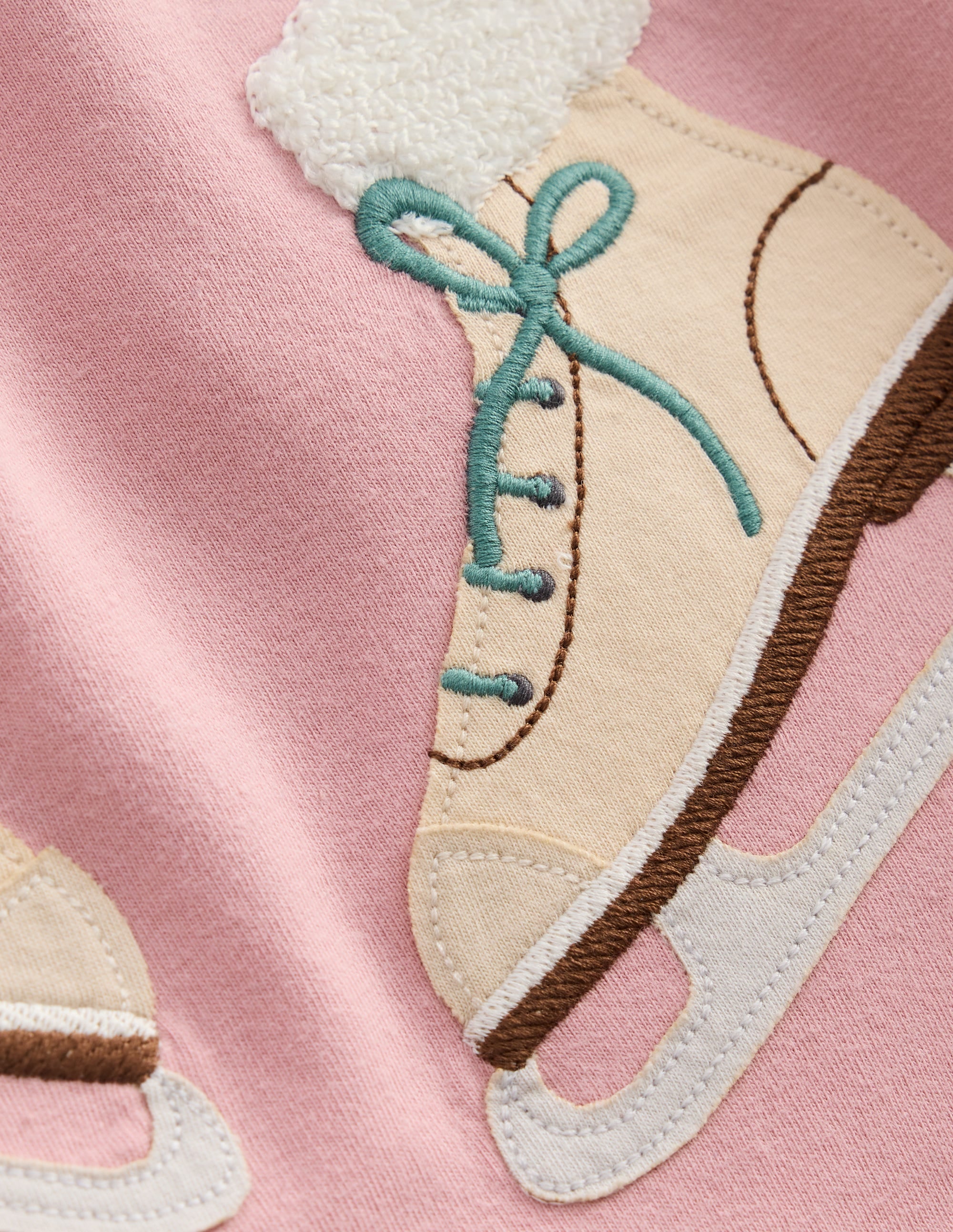 Puff Sleeve Appliqué  T-shirt-Vintage Pink Skates - Image 3