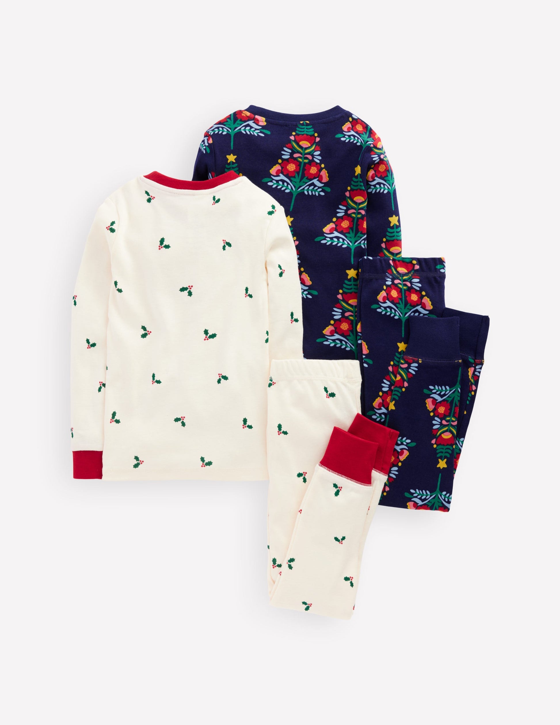 Twin Pack Snug Pajamas-College Navy Christmas Trees-2