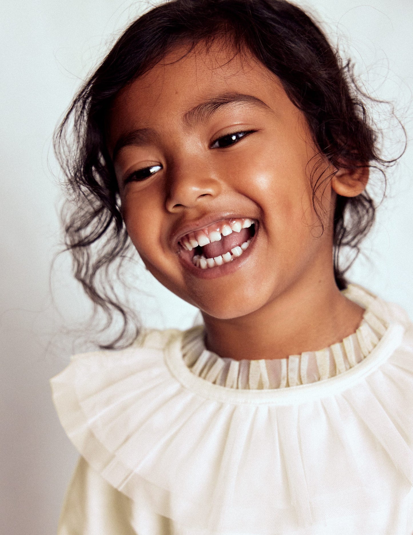 Tulle Jersey Top-Soft Ivory