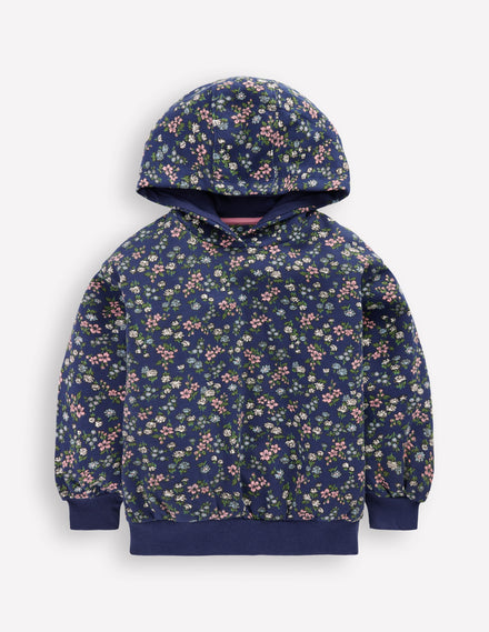 Printed Hoody-Starboard Blue Meadow Floral