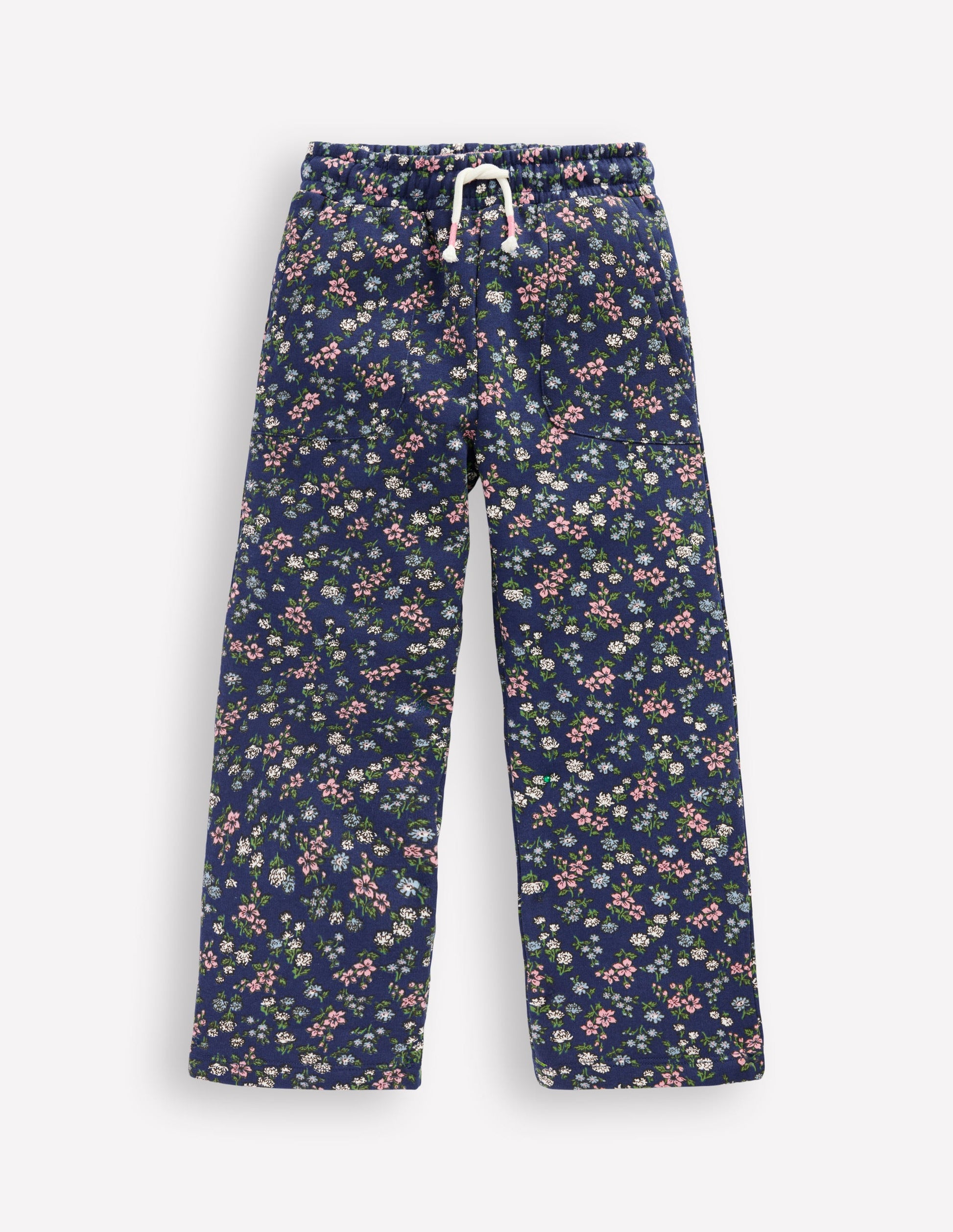 Wide Leg Printed Sweatpants-Starboard Blue Meadow Floral-1