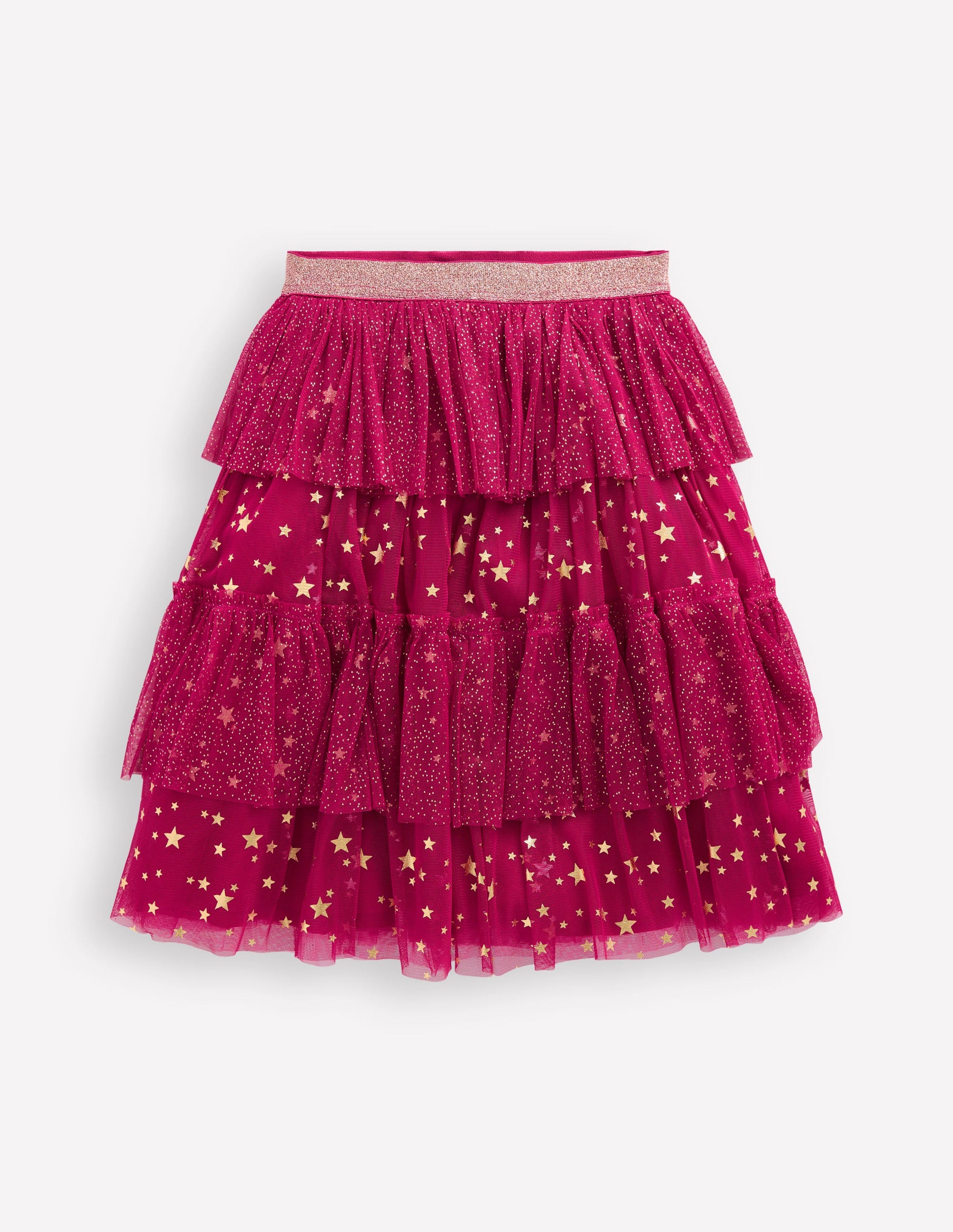 Tulle Ruffle Midi Skirt-Cherry Jam-4