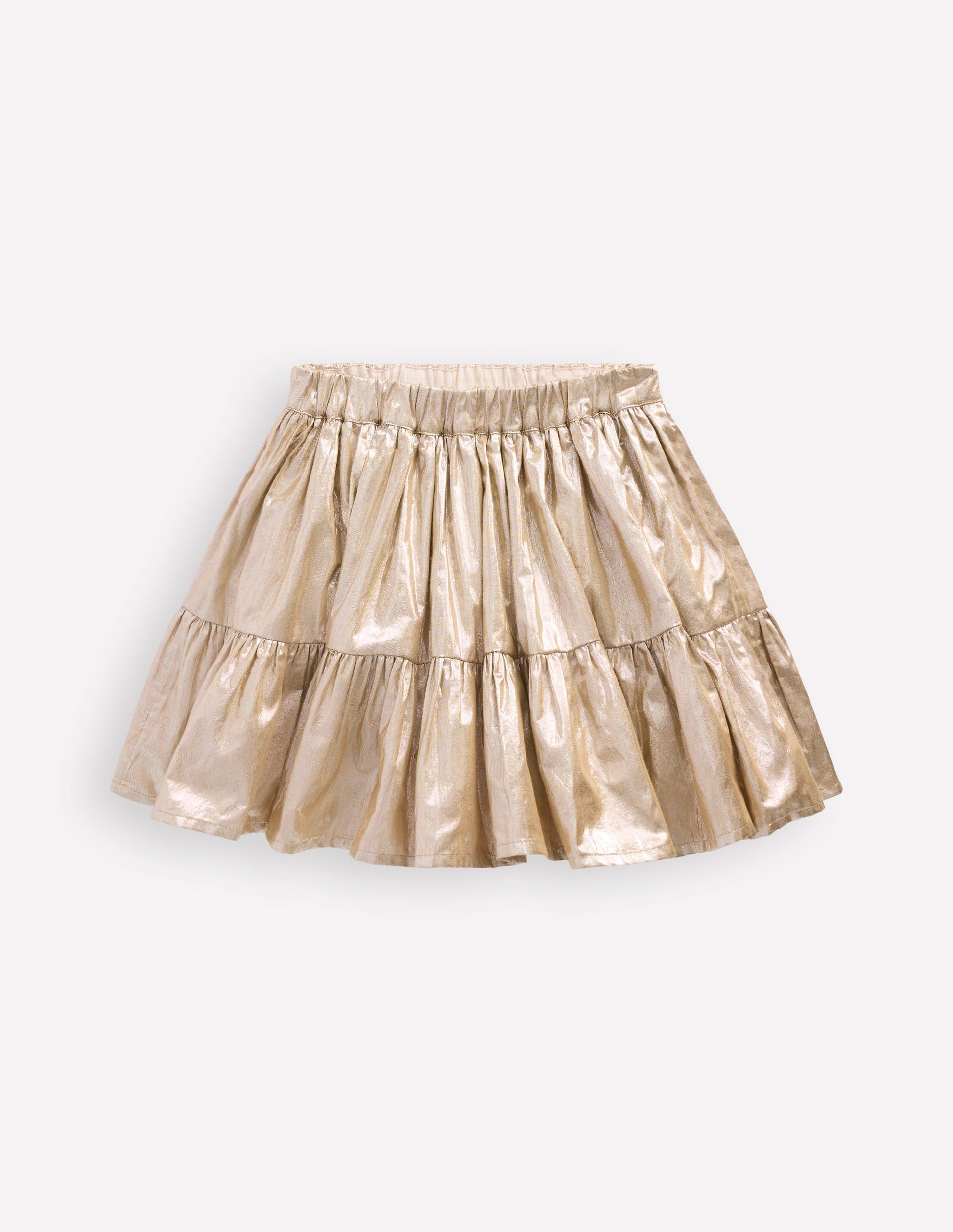 Metallic Tiered Skirt-Gold Metallic-1
