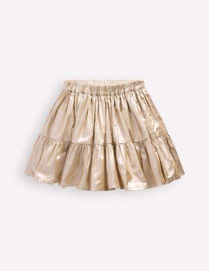 Metallic Tiered Skirt-Gold Metallic-1
