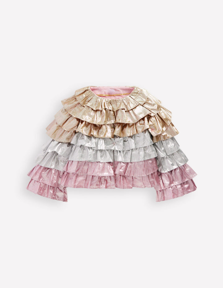 Metallic Tiered Jacket-Metallic Colourblock