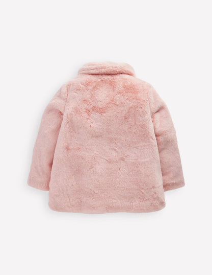 Faux Fur Collared Coat-Pink-2