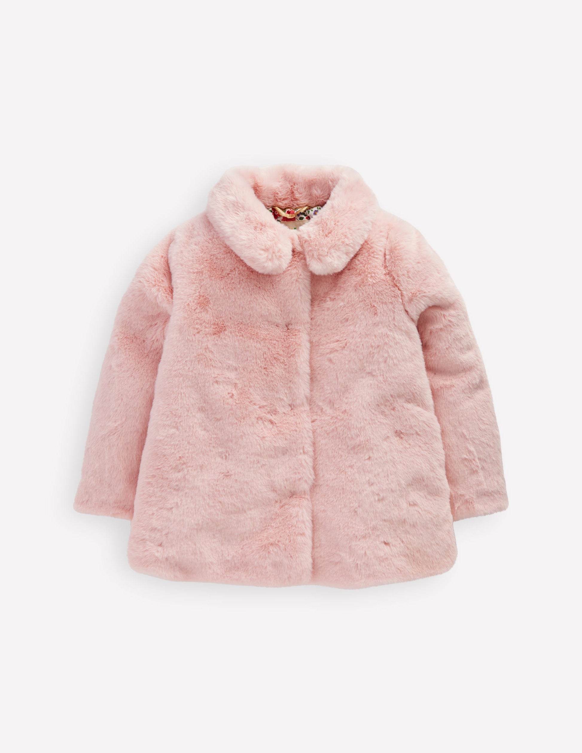 Faux Fur Collared Coat-Pink-1