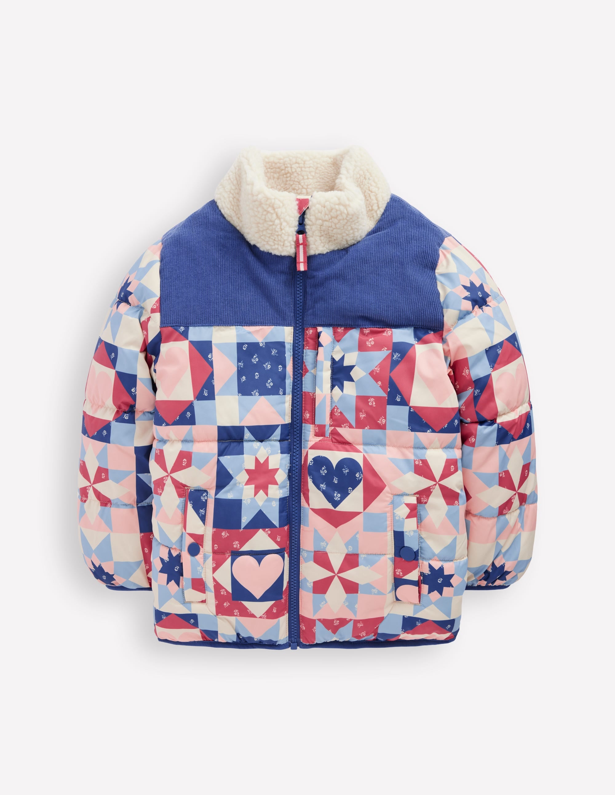 Cosy Puffer Jacket-Alaskan Blue Patchwork - Image 2