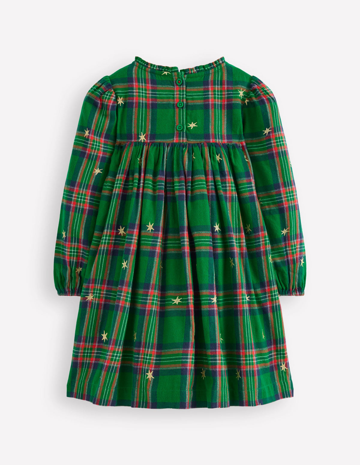Ruffle Neck Woven Dress-Star Check - Image 2