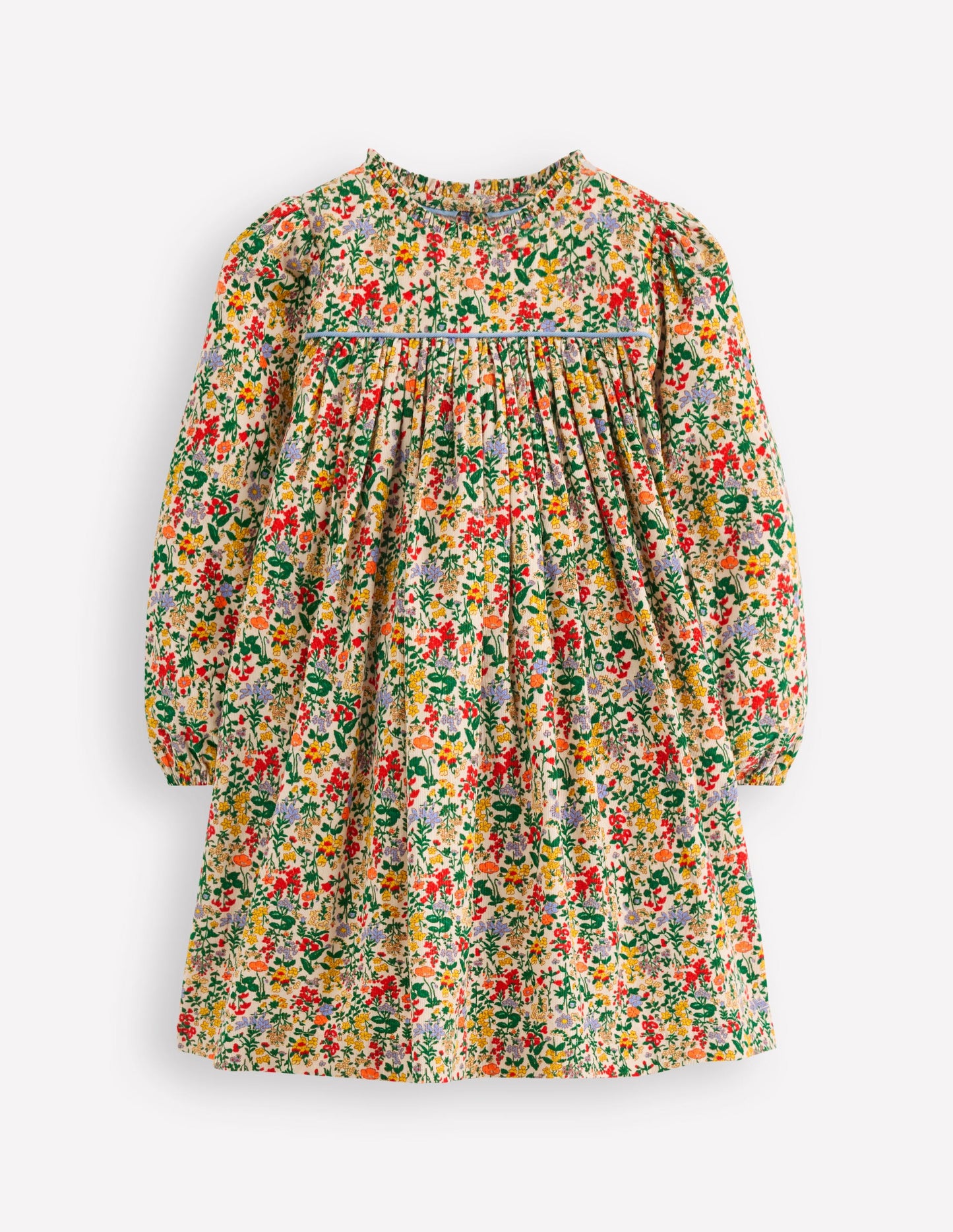 Ruffle Neck Woven Dress-Soft Ivory Flower Meadow