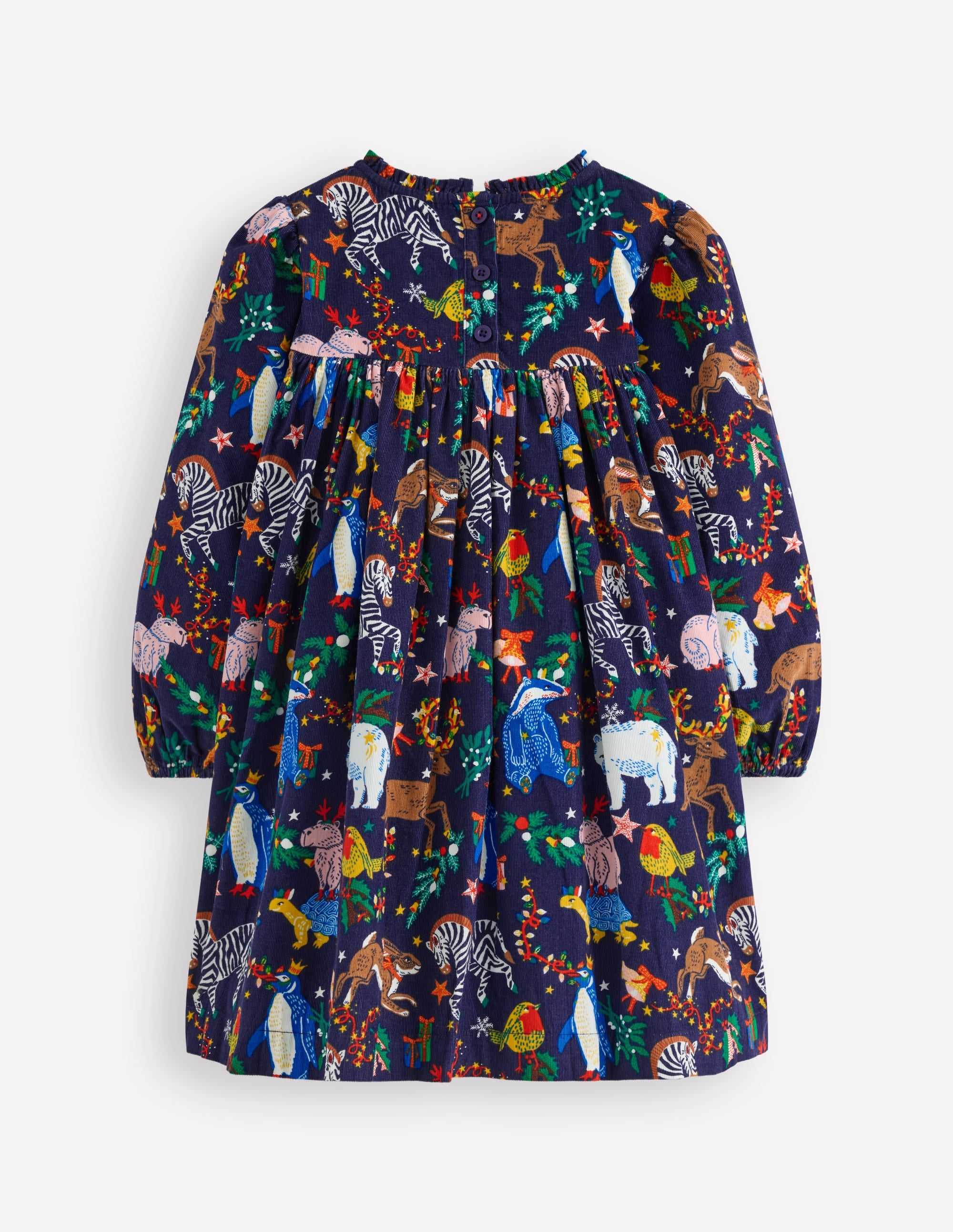 Ruffle Neck Woven Dress-College Navy Christmas Party - Image 2