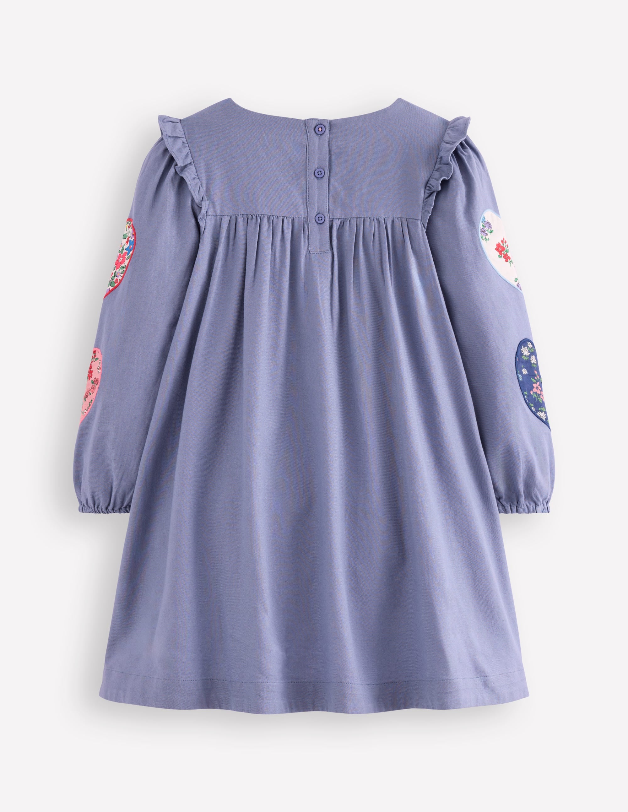 Heart Appliqué  Dress-Dusty Blue Hearts - Image 3