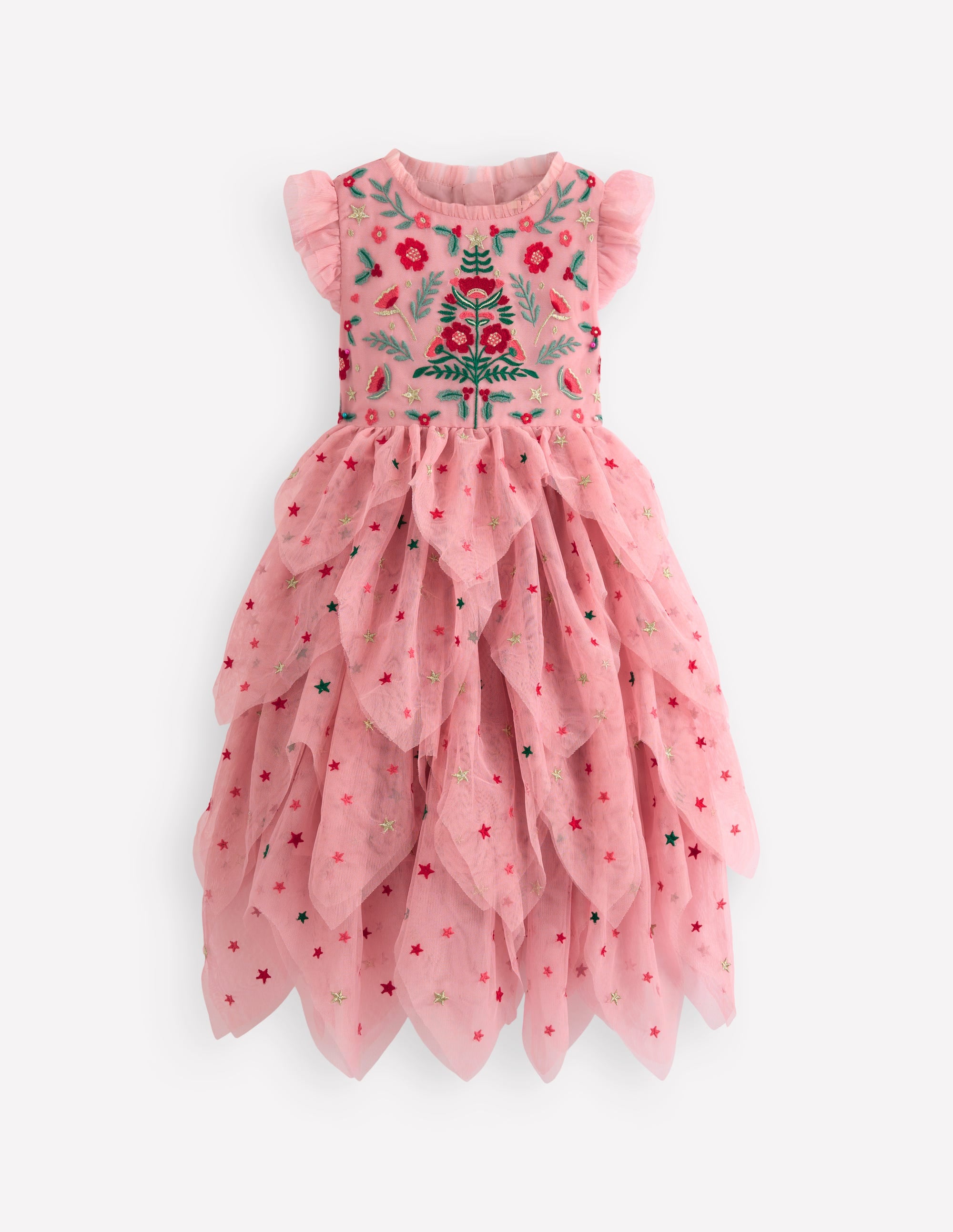 Tiered Tulle Party Dress-Vintage Pink Embroidery | Boden USA