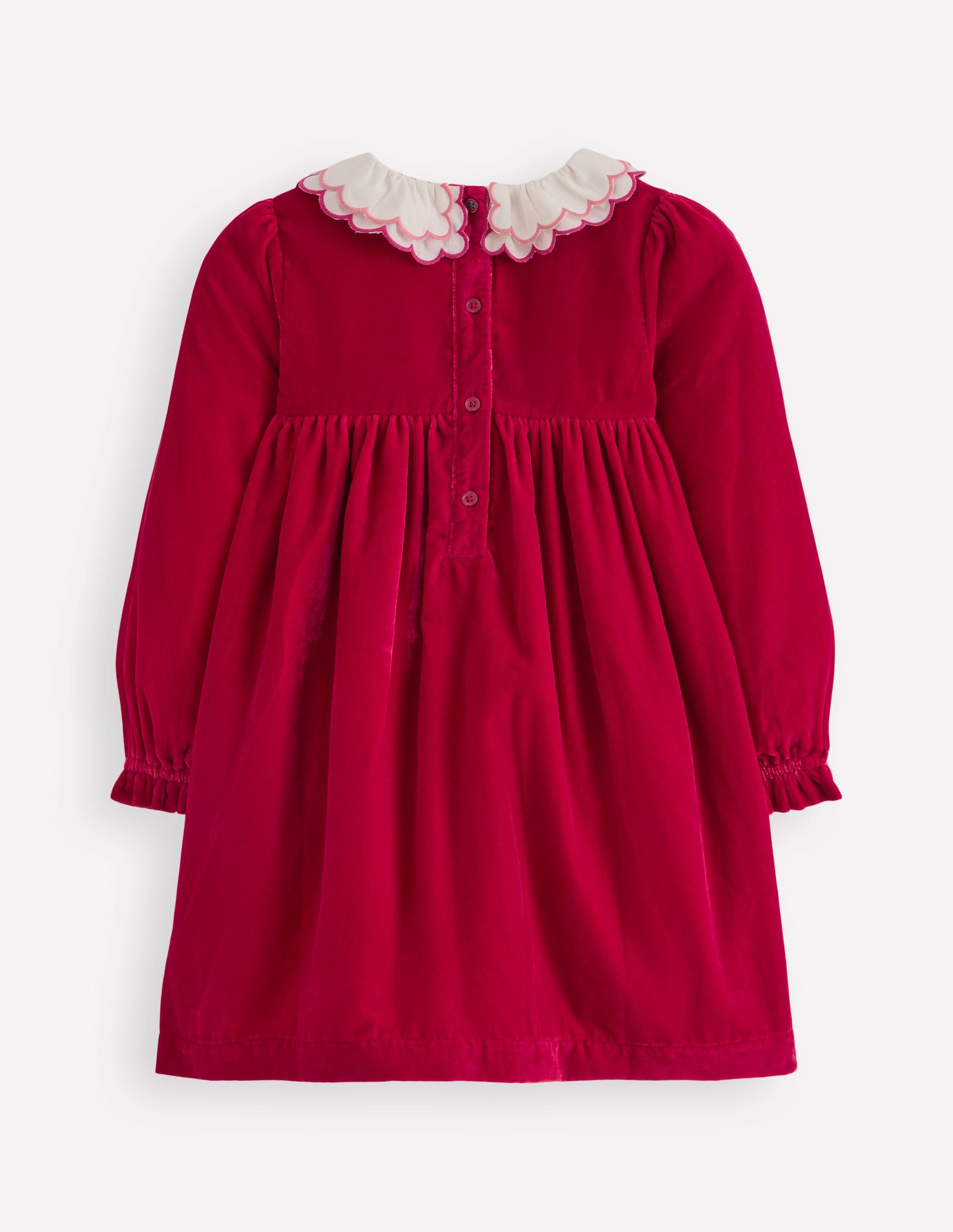 Cosy Collar Detail Smock Dress-Carmine Red-4