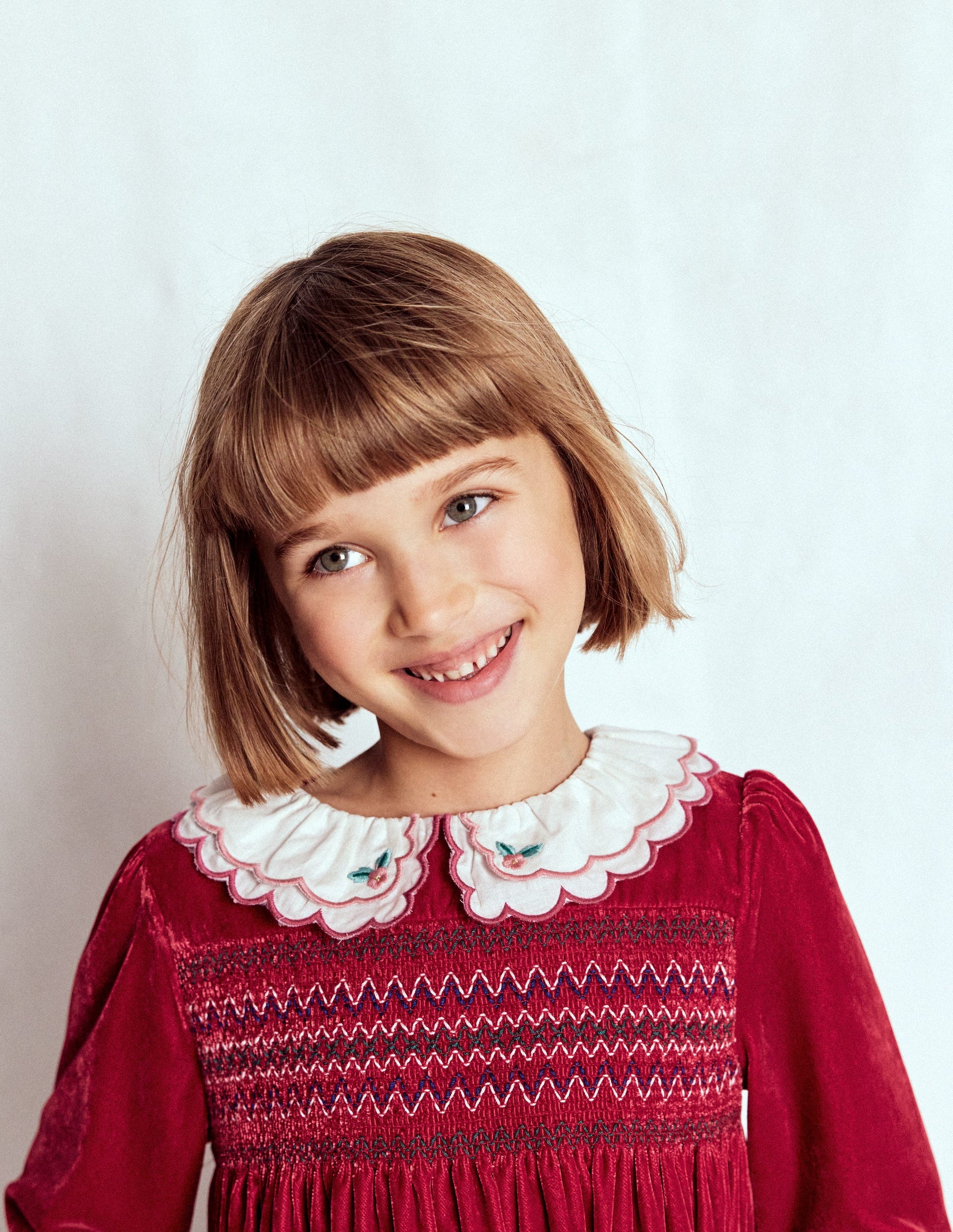 Cosy Collar Detail Smock Dress-Carmine Red-2