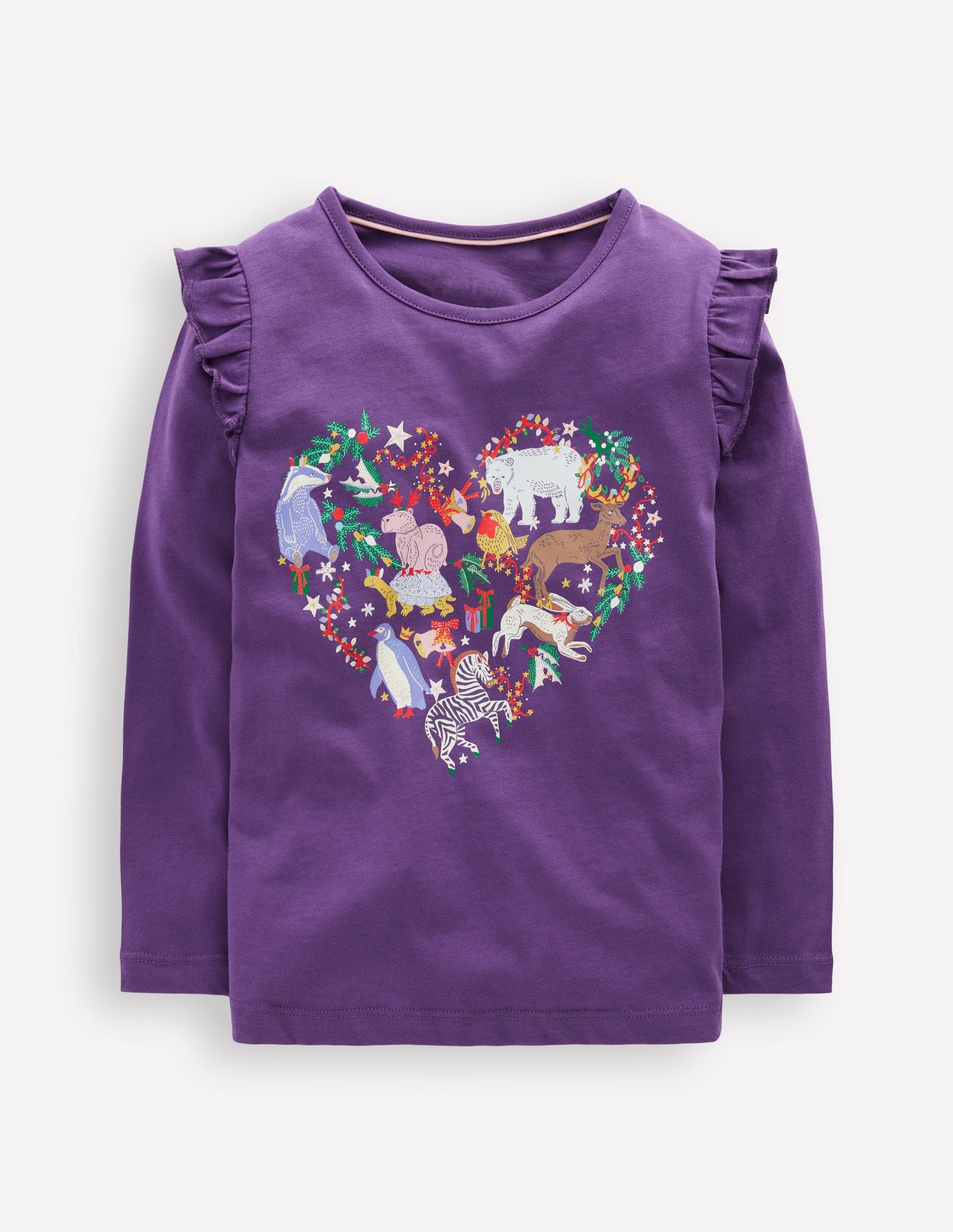 Long Sleeve Glow T-Shirt-Mystic Purple Animal Heart
