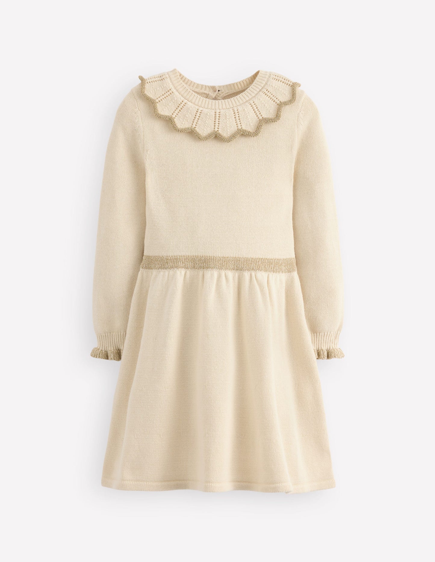 Pretty Collared Knitted Dress-Soft Ivory