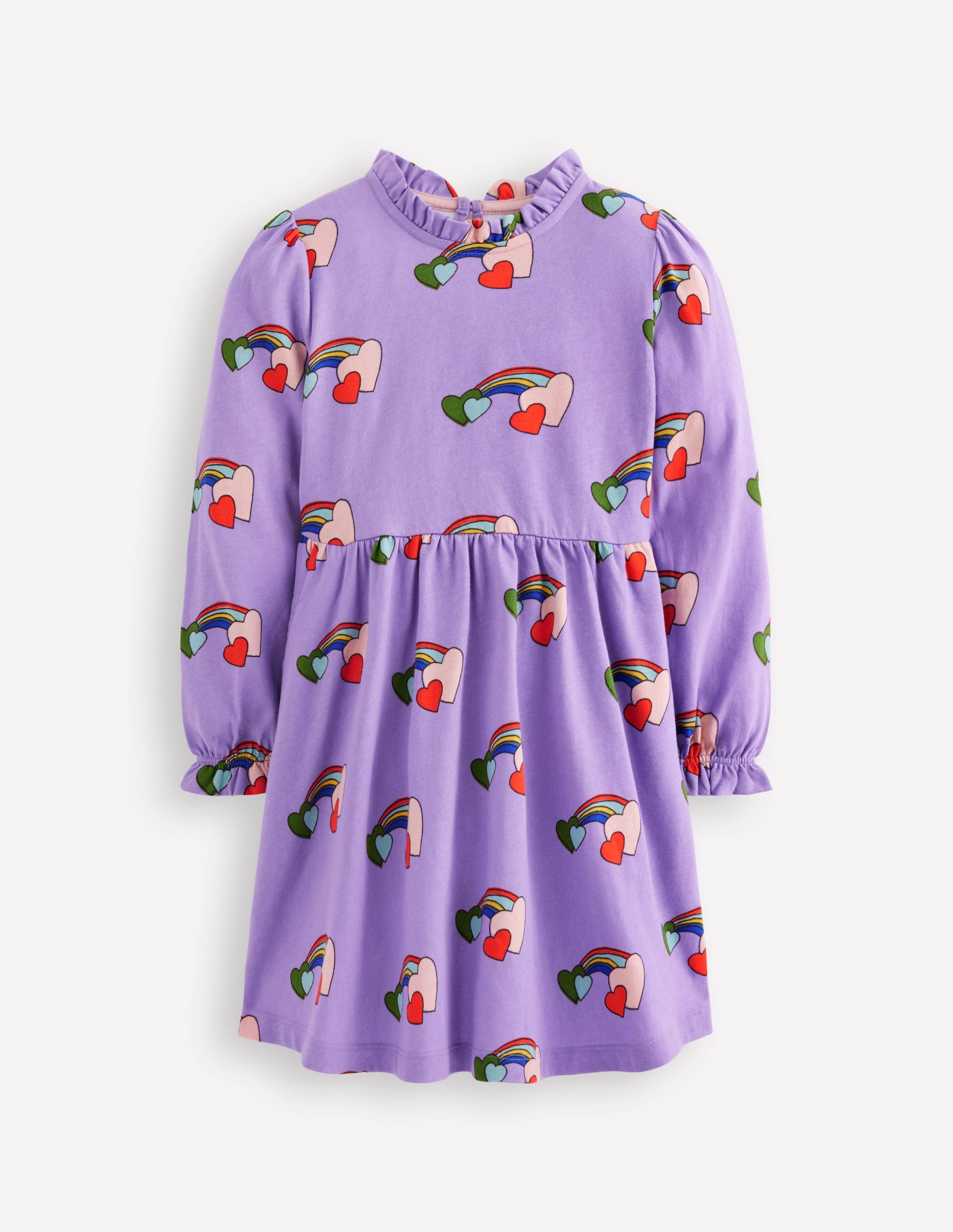 Blouson Sleeve Jersey Dress-Purple Love Rainbow | Boden USA Blouson Sleeve Jersey Dress-Purple Love Rainbow | Boden USA