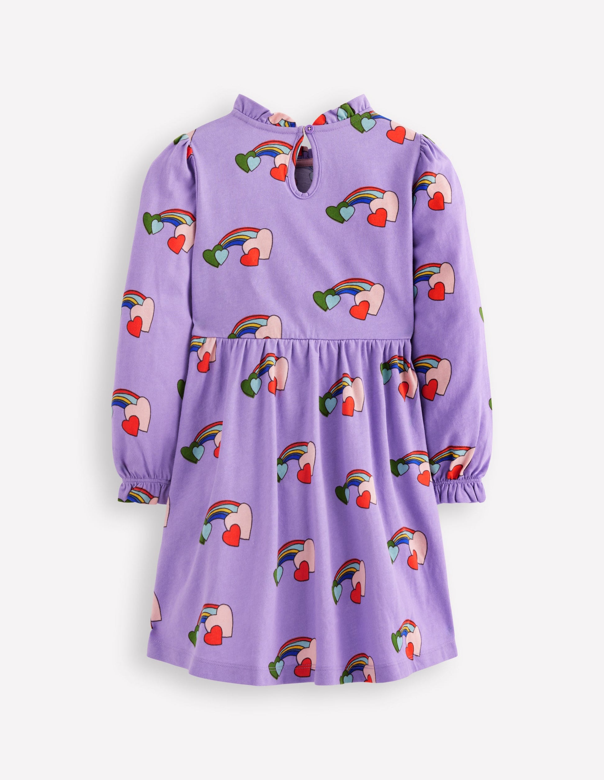 Blouson Sleeve Jersey Dress-Purple Love Rainbow | Boden USA Blouson Sleeve Jersey Dress-Purple Love Rainbow | Boden USA