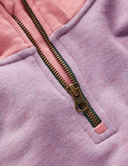 Half Zip Sweat Dress-Colour Block Marl-4