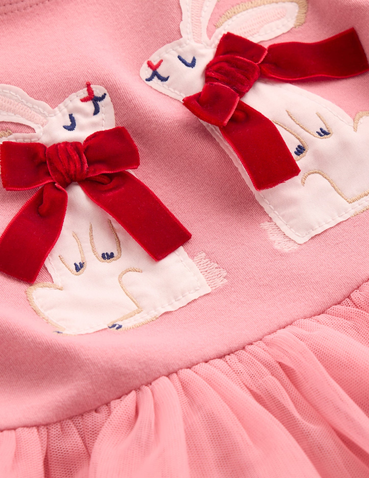 Appliqué Tulle Dress-Bubblegum Pink Bunnies