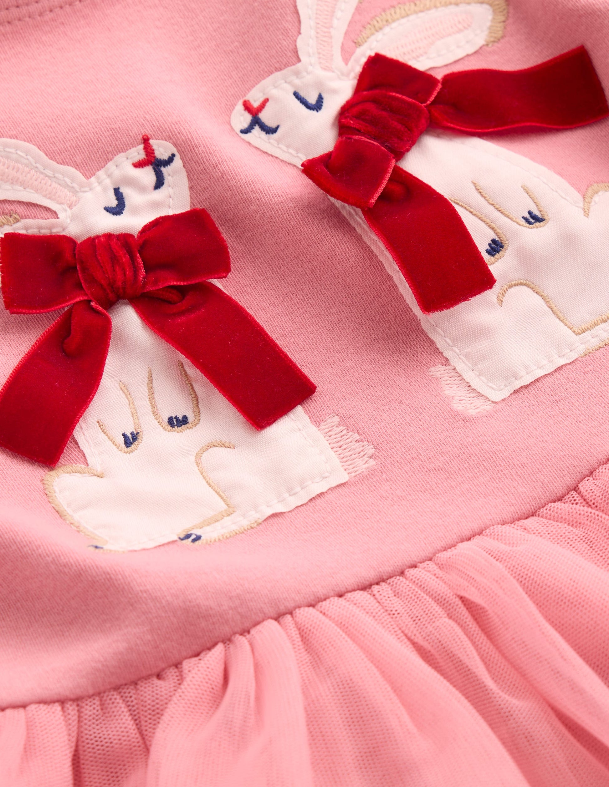 Appliqué Tulle Dress-Bubblegum Pink Bunnies-5