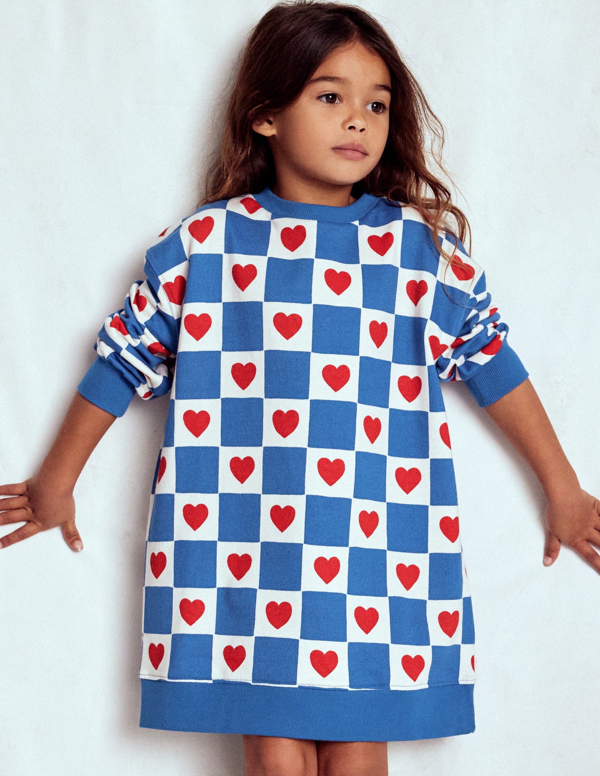 blue dress with red hearts Never Fully Dressed Katie Heart Mesh Dress | Print/Blue | Size 4